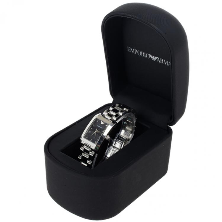 Pre Owned Emporio Armani Black Stainless Steel AR1656 Women's Wristwatch 20MM