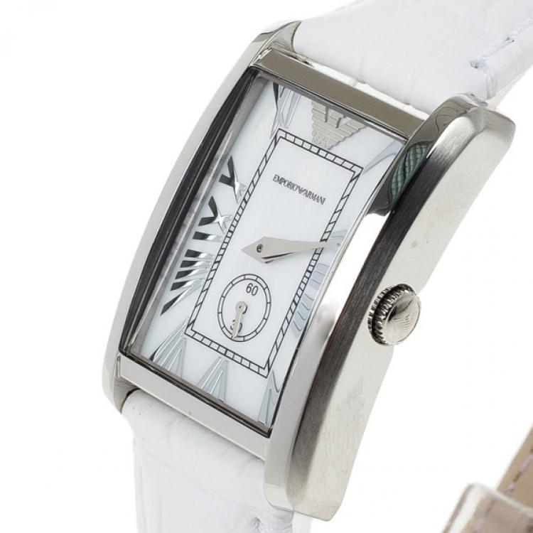 مملوكة مسبقًا Emporio Armani White Stainless Steel AR1672 Women's Wristwatch 20MM
