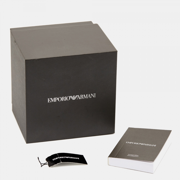مملوكة مسبقًا Emporio Armani Silver Rose Gold Plated Stainless Steel Leather Meccanico AR60044 Women's Wristwatch 34 mm 