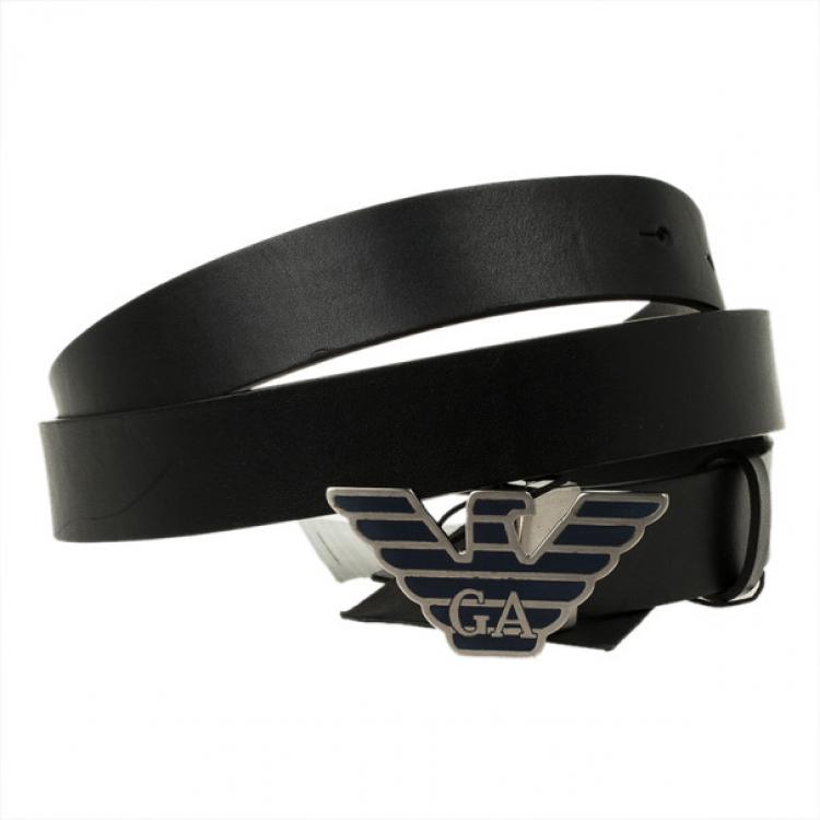 Pre Owned Emporio Armani Black Leather One Size Belt