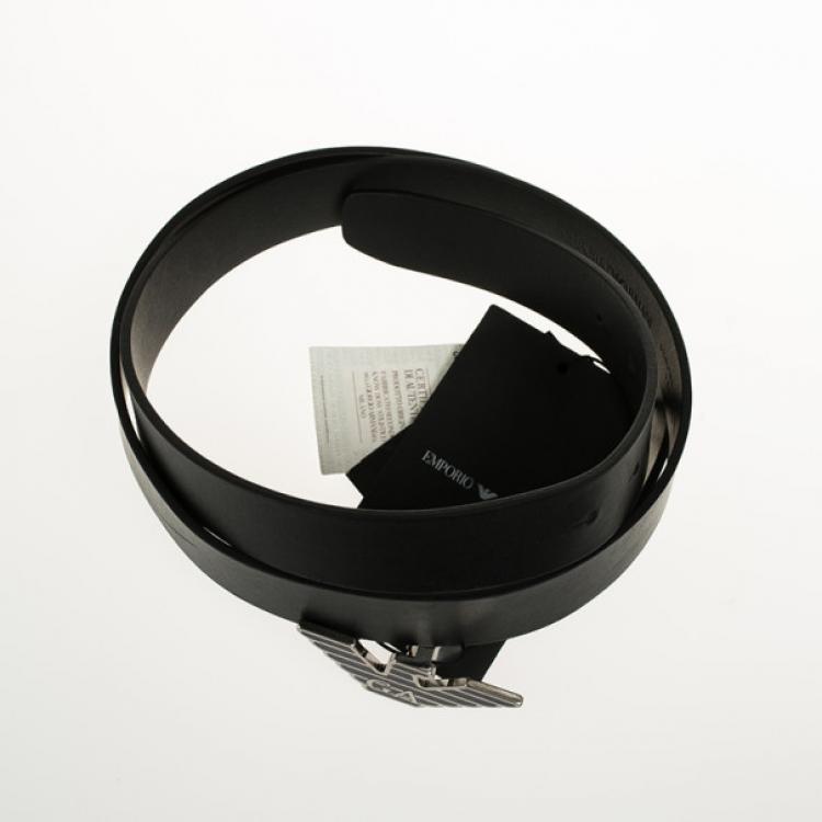 Pre Owned Emporio Armani Black Leather One Size Belt
