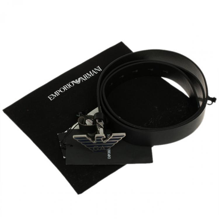 Pre Owned Emporio Armani Black Leather One Size Belt