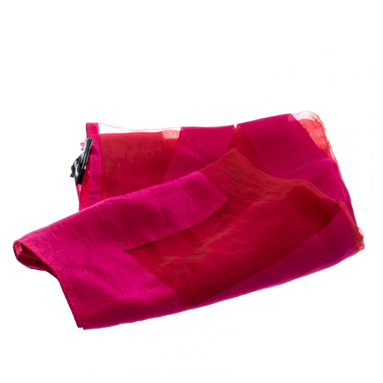 Pre Owned Emporio Armani Pink Logo Burnout Detail Scarf