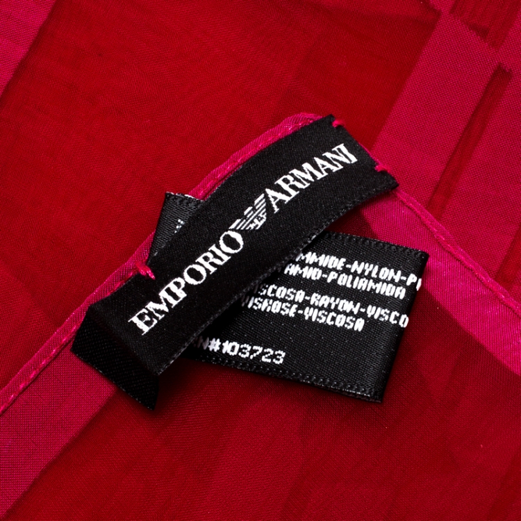Pre Owned Emporio Armani Pink Logo Burnout Detail Scarf