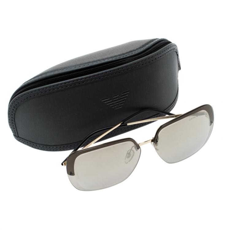 Pre Owned Emporio Armani Gold/Brown EA2045 Wayfarer Sunglasses 