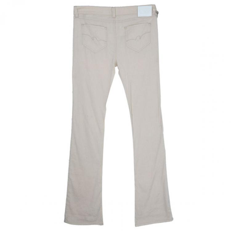 Pre Owned Emporio Armani Off-White Linen Trousers M