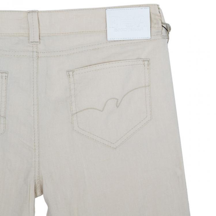 Pre Owned Emporio Armani Off-White Linen Trousers M