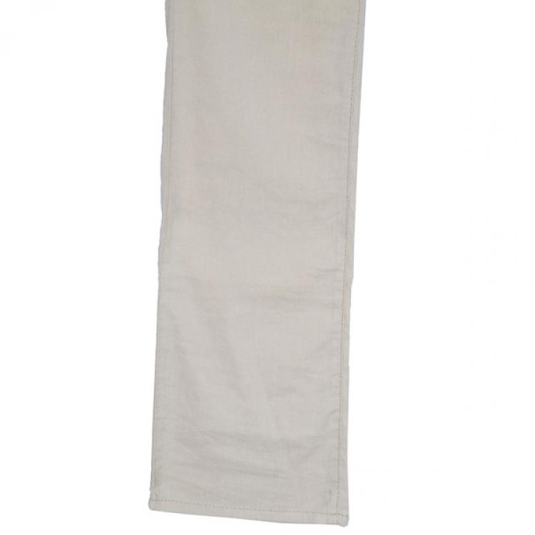 Pre Owned Emporio Armani Off-White Linen Trousers M