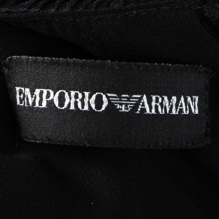 Pre Owned Emporio Armani Black Frill Detail Sleeveless Dress M