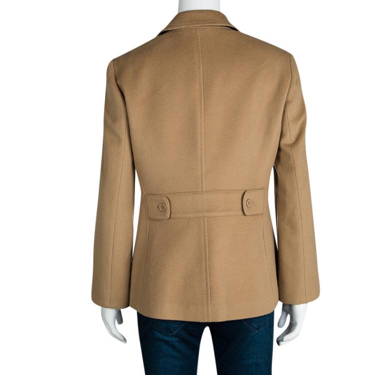 Pre Owned Emporio Armani Beige Wool Cashmere Blazer L