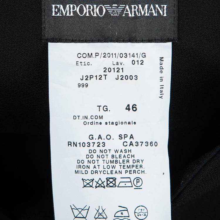 Pre Owned Emporio Armani Black Long Blazer and High Waist Pant Suit L