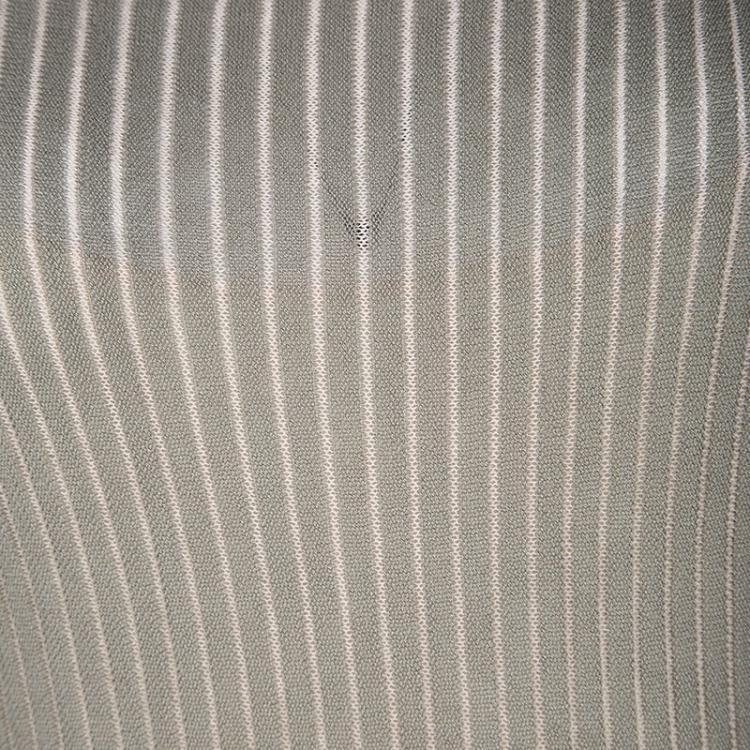 Pre Owned Emporio Armani Grey and Pink Striped Pleated Boat Neck Dress M