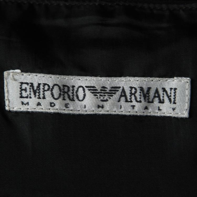 Pre Owned Emporio Armani Vintage Black Layered Ruched Bodice Sleeveless Dress M