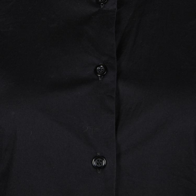 Pre Owned Emporio Armani Black Cotton Button Front Long Sleeve Shirt M
