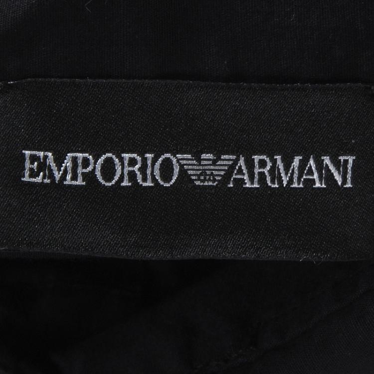 Pre Owned Emporio Armani Black Cotton Button Front Long Sleeve Shirt M