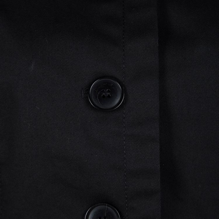 Pre Owned Emporio Armani Black Cotton Mandarin Collar Blazer M