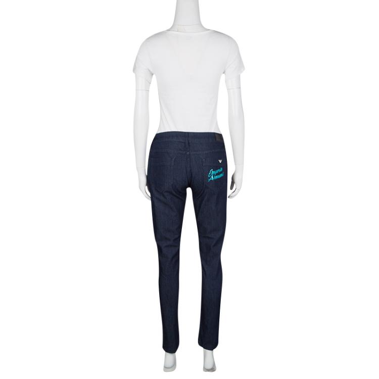 Pre Owned Emporio Armani Indigo Dark Wash Denim Skinny Dakota Jeans M