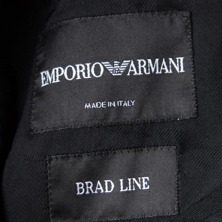 Pre Owned Emporio Armani Grey and Black Button Front Brad Line Jacket M