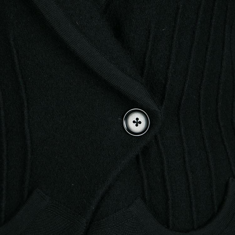 Pre Owned Emporio Armani Black Wool Ribbed Trim Jacket L