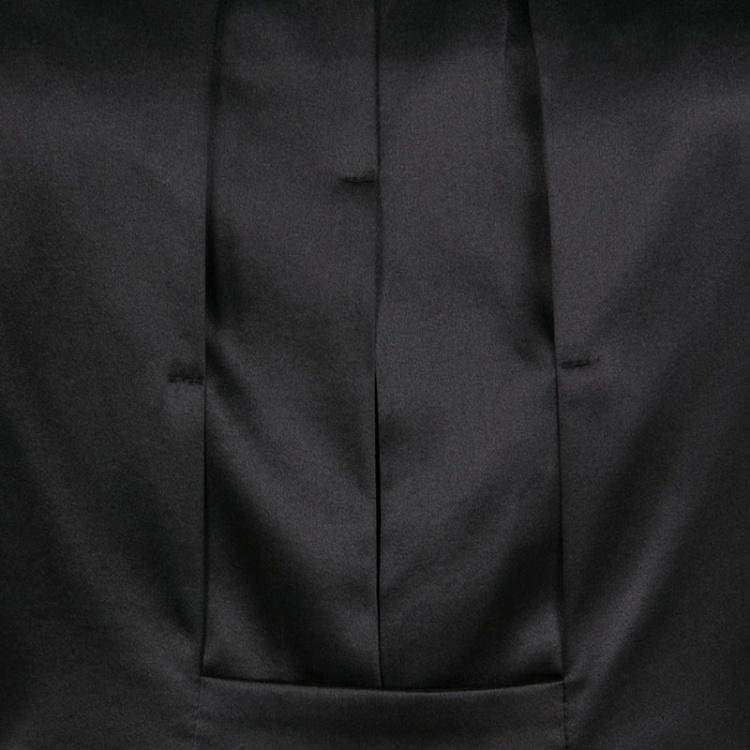 Pre Owned Emporio Armani Black Stretch Silk Satin Cap Sleeve Top S