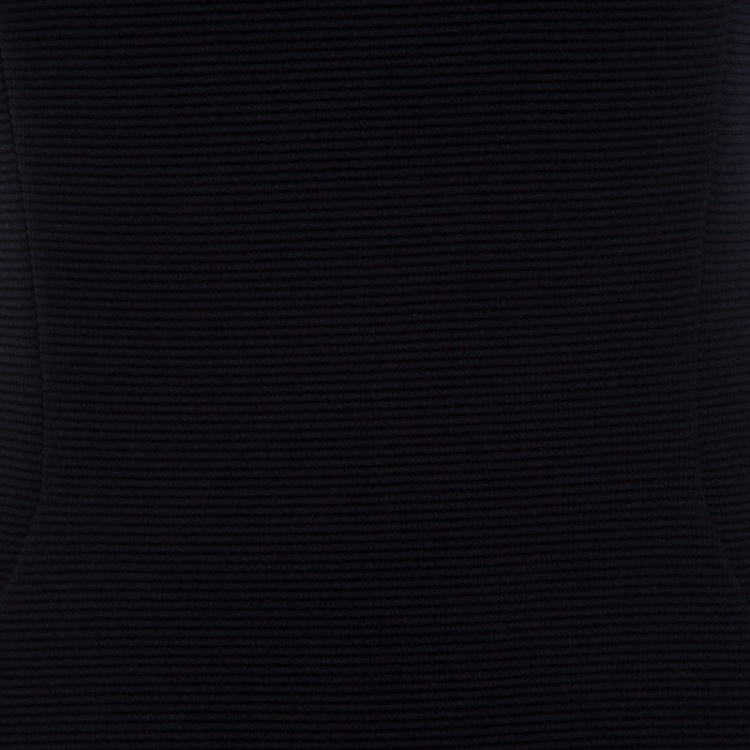 Pre Owned Emporio Armani Black Ribbed Knit Cap Sleeve Dress M