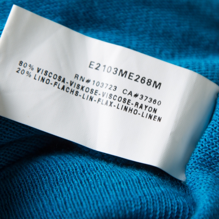 Pre Owned Emporio Armani Teal Blue Knit Long Cardigan S