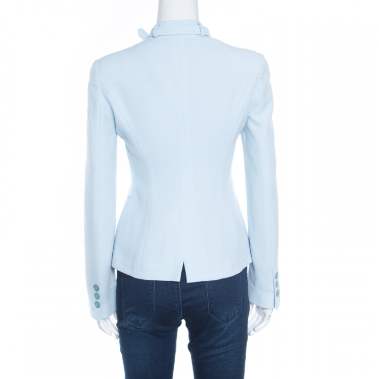 Pre Owned Emporio Armani Powder Blue Layered Lapel Blazer S