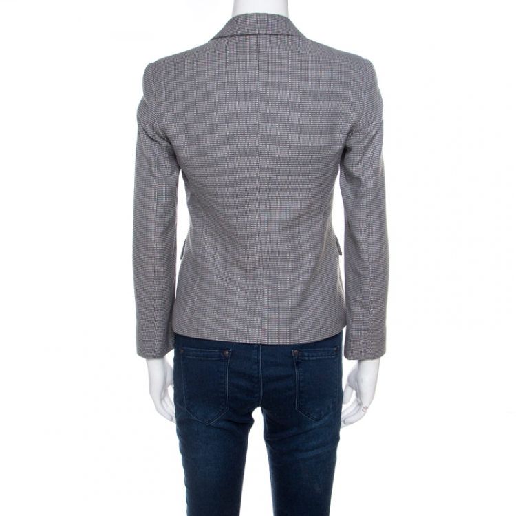 Pre Owned Emporio Armani Monochrome Jacquard One Button Blazer S