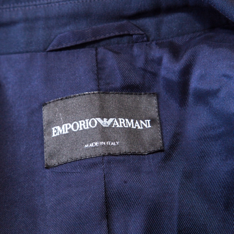 Pre Owned Emporio Armani Navy Blue One Button Tailored Blazer S