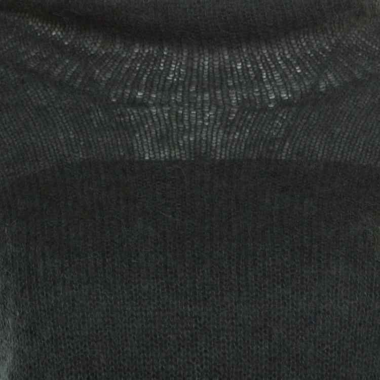 Pre Owned Emporio Armani Grey Loose Knit Short Sleeve High Neck Sweater M