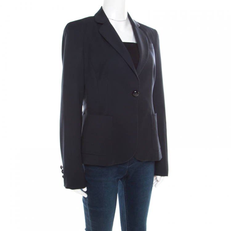 Pre Owned Emporio Armani Navy Blue Wool Tailored Single Button Blazer M