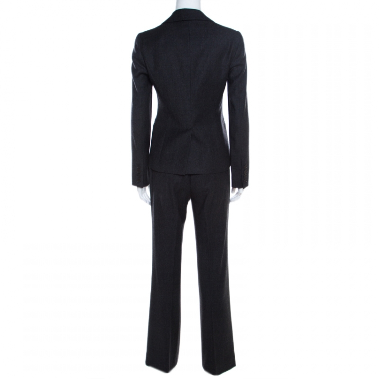 Pre Owned Emporio Armani Dark Grey Wool Tailored Suit S