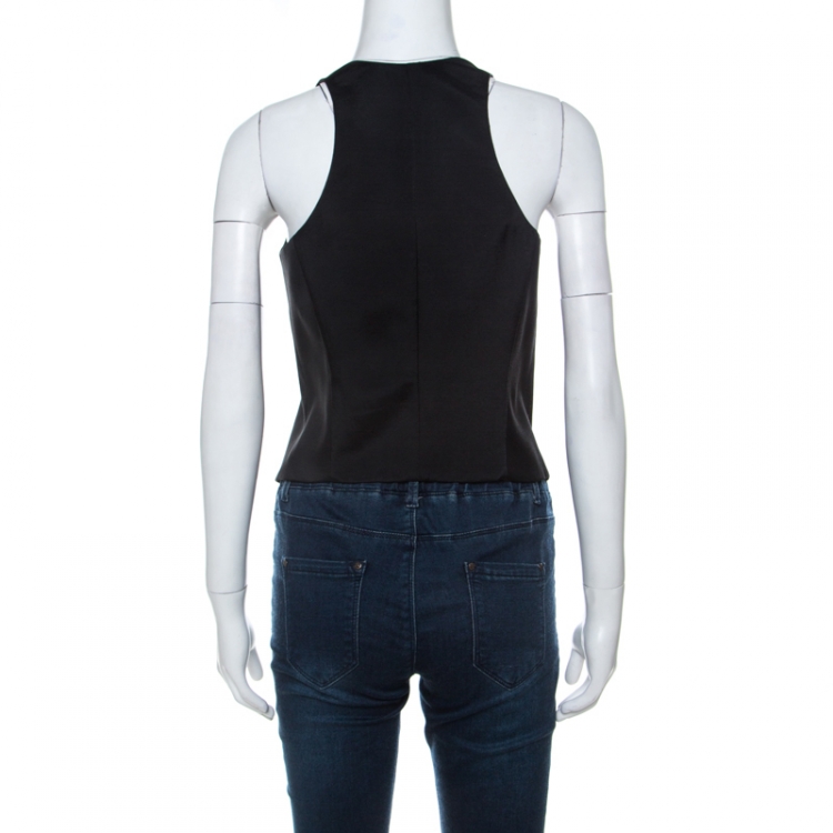 Pre Owned Emporio Armani Black Wool Blend Show Button Detail Waist Coat S