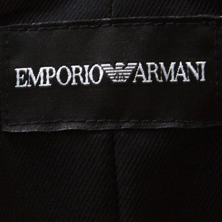 Pre Owned Emporio Armani Black Wool Blend Show Button Detail Waist Coat S