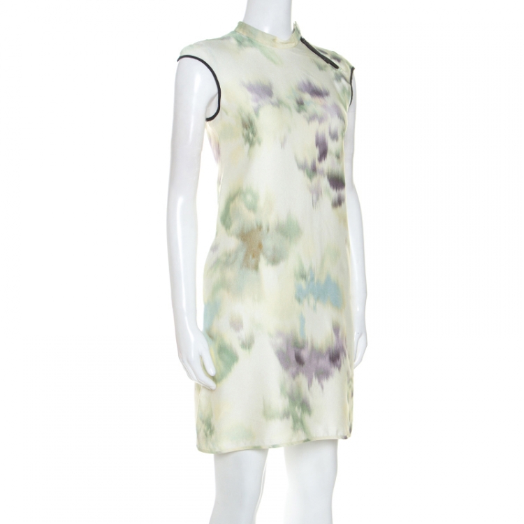 مملوكة مسبقًا Emporio Armani Multicolor Printed Crepe Mandarin Collar Dress S