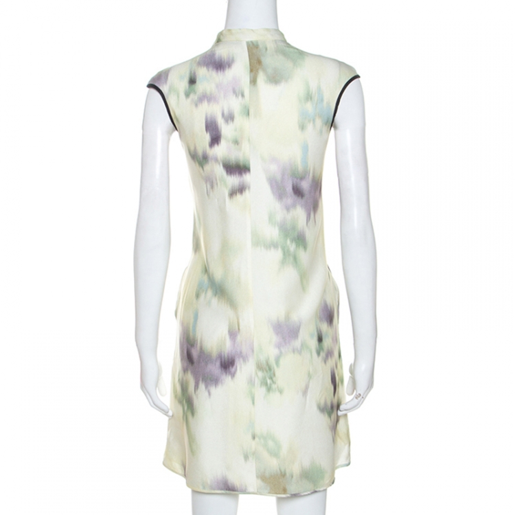 مملوكة مسبقًا Emporio Armani Multicolor Printed Crepe Mandarin Collar Dress S