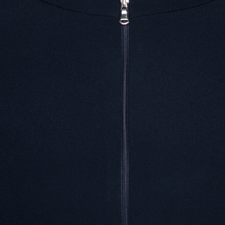 Pre Owned Emporio Armani Navy Blue Crepe Zip Front Jacket XS