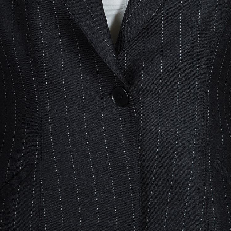 Pre Owned Emporio Armani Grey Striped Pant Suit S