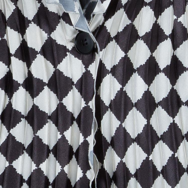 Pre Owned Emporio Armani Black and White Checked Blazer and Pants Set S/M