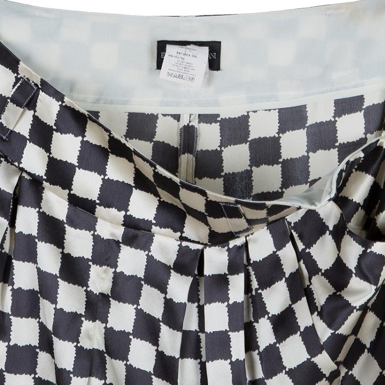 Pre Owned Emporio Armani Black and White Checked Blazer and Pants Set S/M