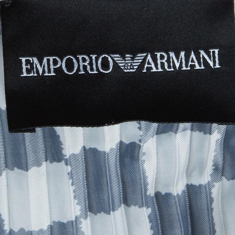 Pre Owned Emporio Armani Black and White Checked Blazer and Pants Set S/M