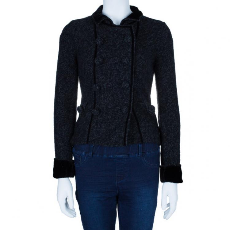 Pre Owned Emporio Armani Charcoal Wool Button Down Jacket S