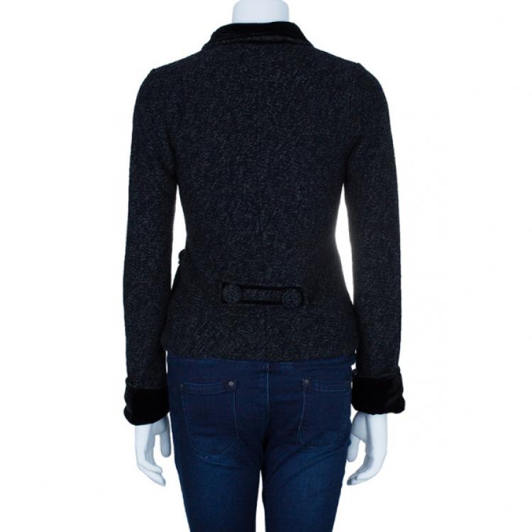 Pre Owned Emporio Armani Charcoal Wool Button Down Jacket S