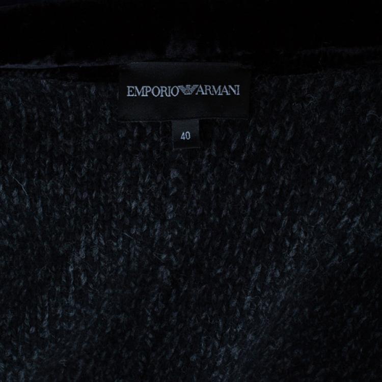 Pre Owned Emporio Armani Charcoal Wool Button Down Jacket S