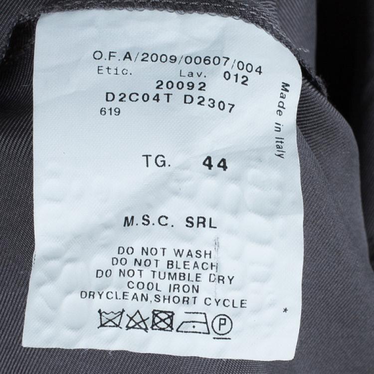 Pre Owned Emporio Armani Grey Silk Collared Shirt M