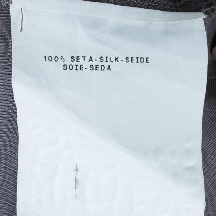 Pre Owned Emporio Armani Grey Silk Collared Shirt M