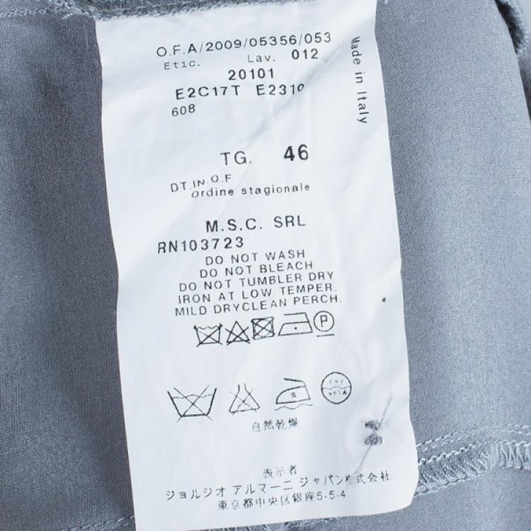 Pre Owned Emporio Armani Grey Silk Shirt L