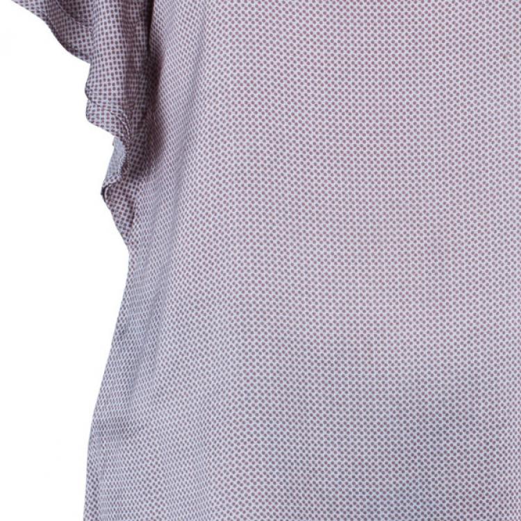 Pre Owned Emporio Armani Polka Dot Printed Silk Top M