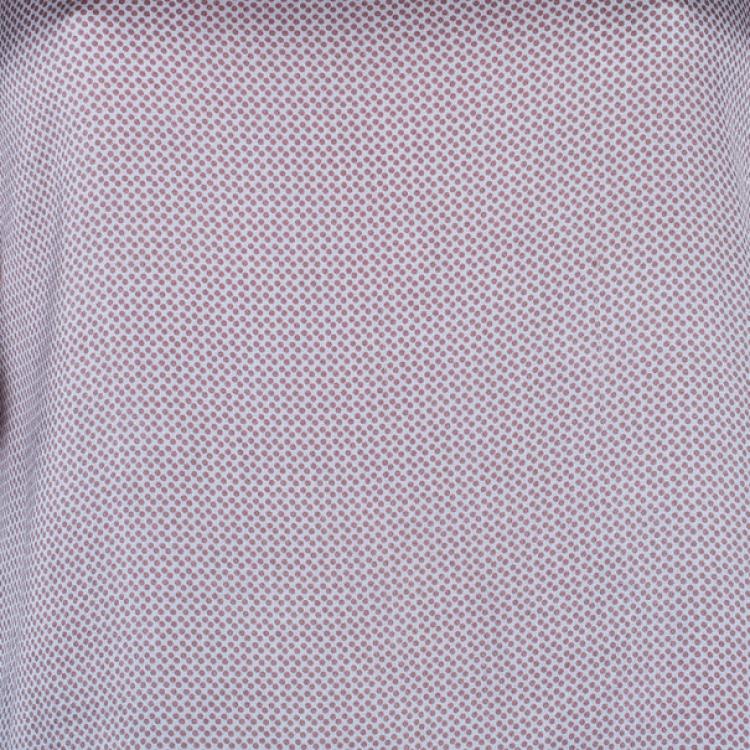 Pre Owned Emporio Armani Polka Dot Printed Silk Top M
