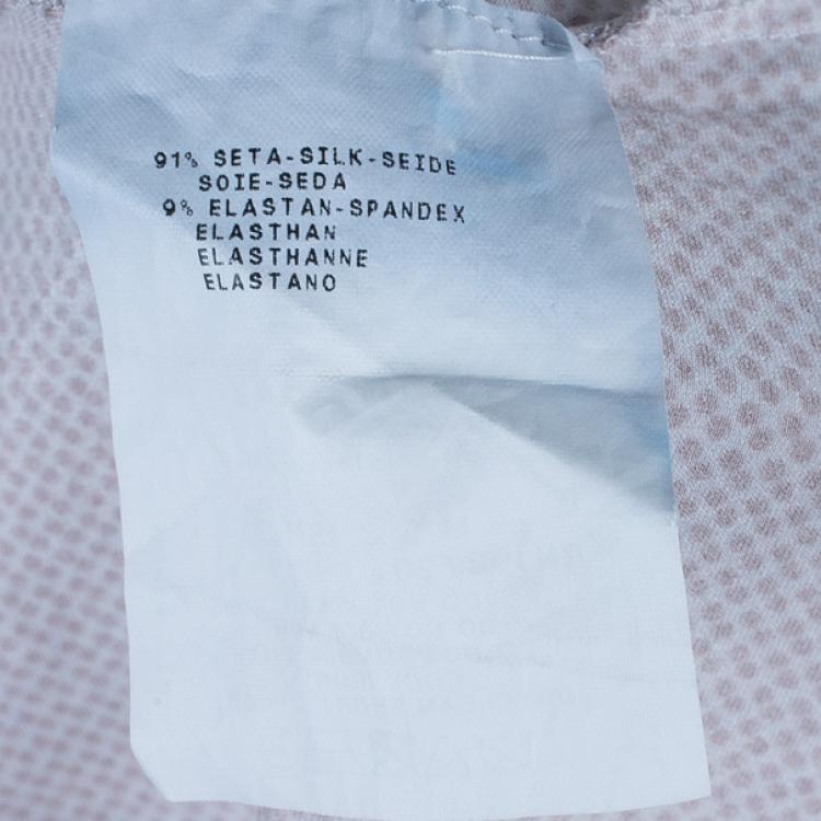 Pre Owned Emporio Armani Polka Dot Printed Silk Top M